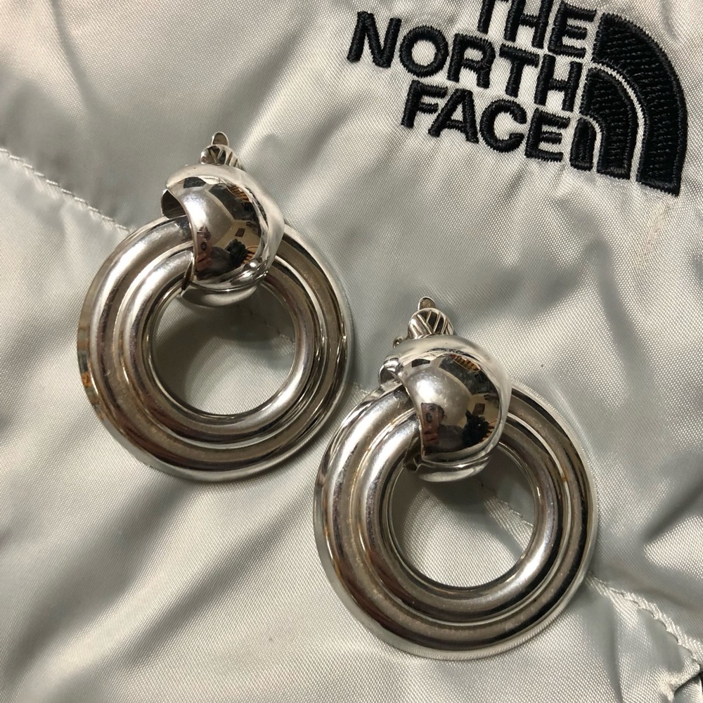 Vintage Trifari silver-tone clip-on dangle earrings